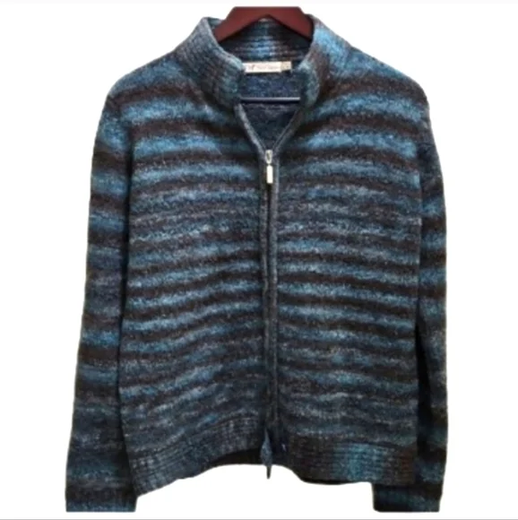 Edinburgh Woolen Mill Green Wool Full Zip Jacket Sz Med